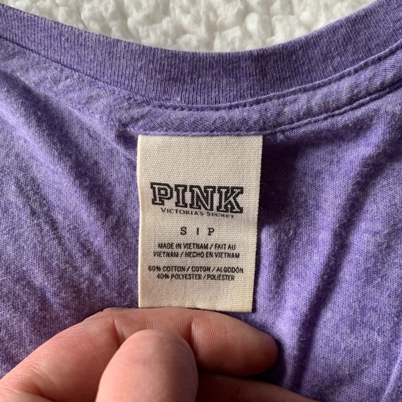 PINK Purple and iridescent V neck T-shirt - Picture 3 of 4